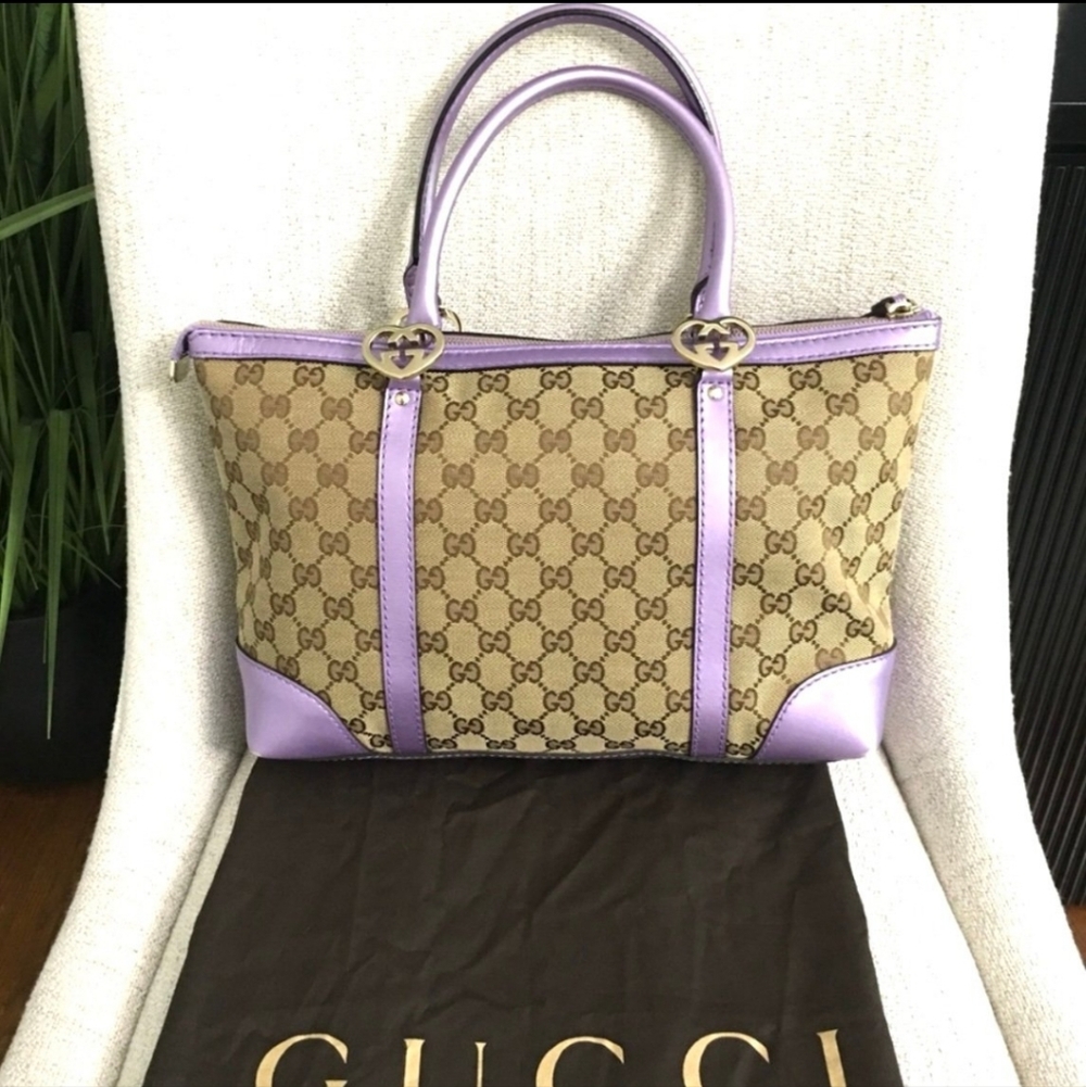 Gucci Heart Canvas Hand Bag